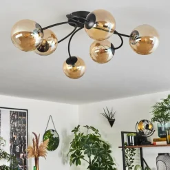 hofstein Plafonnier - Verre Chehalis Ambre, 6 lumières