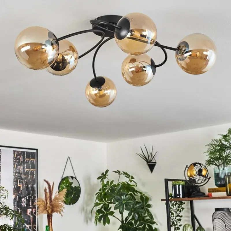 hofstein Plafonnier - Verre Chehalis Ambre, 6 lumières