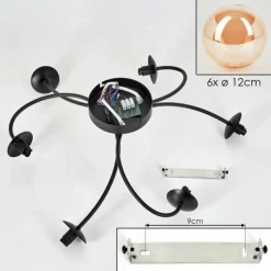 hofstein Plafonnier - Verre Chehalis Ambre, 6 lumières