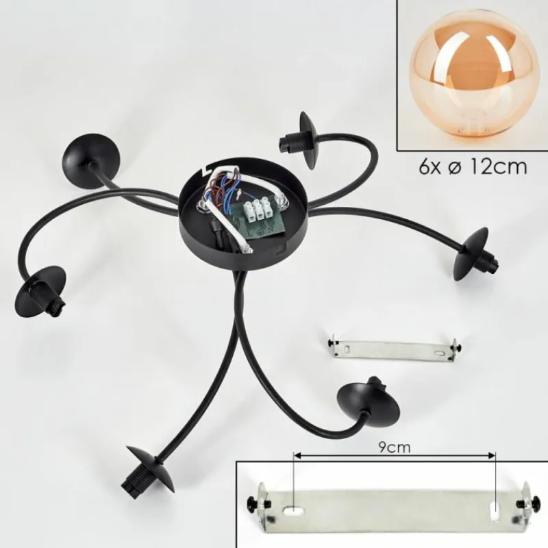 hofstein Plafonnier - Verre Chehalis Ambre, 6 lumières