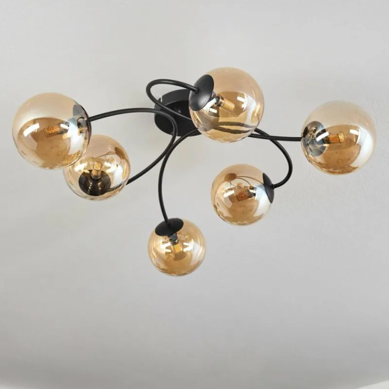 hofstein Plafonnier - Verre Chehalis Ambre, 6 lumières