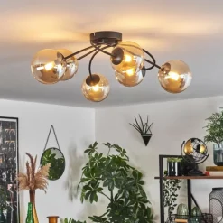 hofstein Plafonnier - Verre Chehalis Ambre, 6 lumières