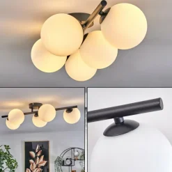 hofstein Plafonnier - Verre Chehalis Blanc, 5 lumières