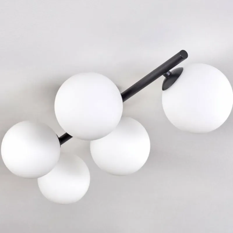 hofstein Plafonnier - Verre Chehalis Blanc, 5 lumières