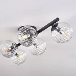 hofstein Plafonnier - Verre Chehalis Clair, 5 lumières