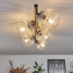 hofstein Plafonnier - Verre Chehalis Clair, 5 lumières