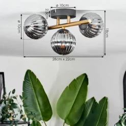 Lampes Dorées-hofstein Plafonnier - Verre Chehalis Or, Noir, 3 lumières