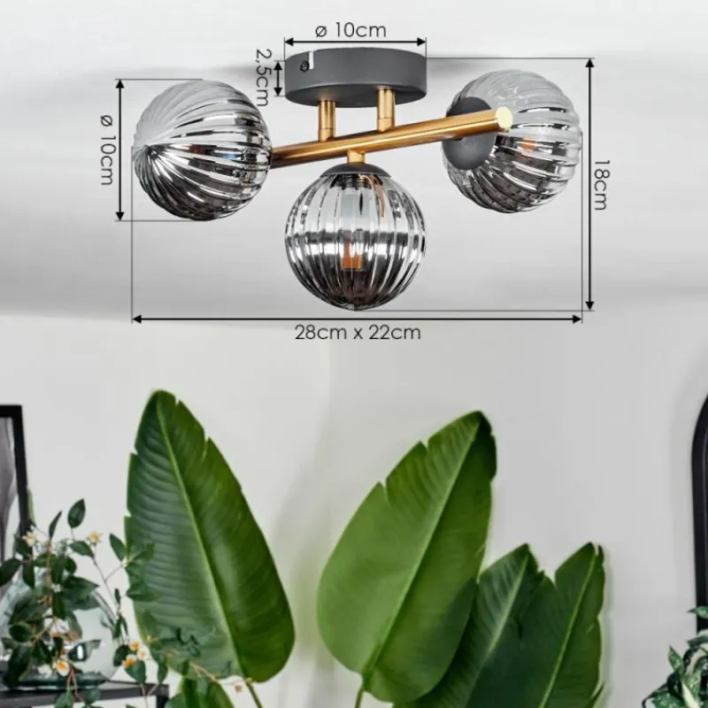 Lampes Dorées-hofstein Plafonnier - Verre Chehalis Or, Noir, 3 lumières