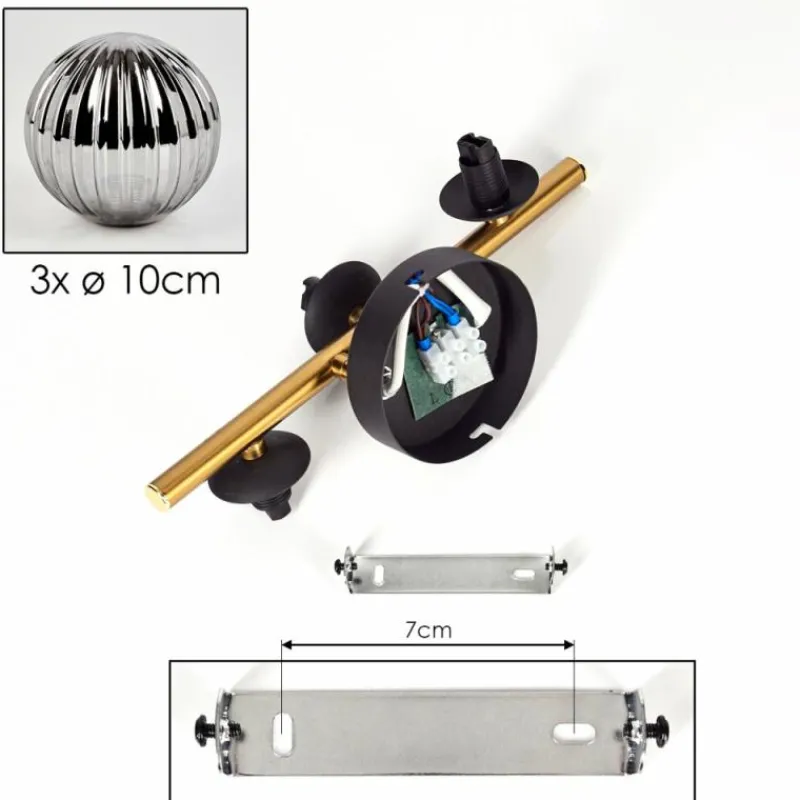 Lampes Dorées-hofstein Plafonnier - Verre Chehalis Or, Noir, 3 lumières