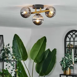 Lampes Dorées-hofstein Plafonnier - Verre Chehalis Or, Noir, 3 lumières