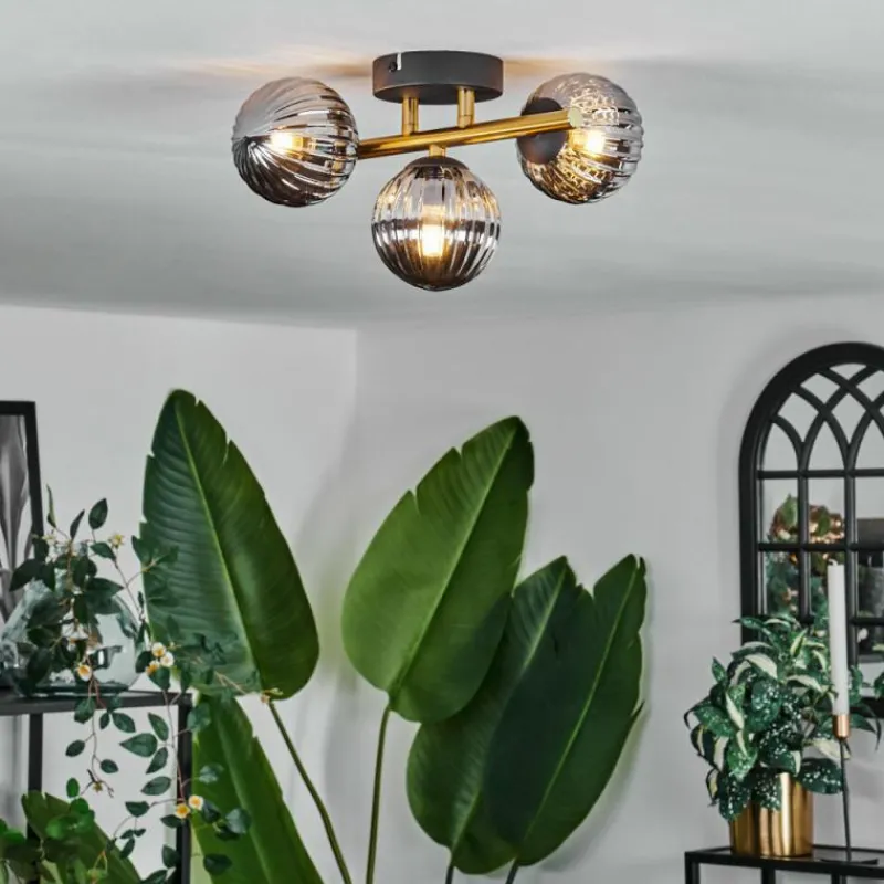 Lampes Dorées-hofstein Plafonnier - Verre Chehalis Or, Noir, 3 lumières