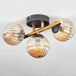 Lampes Dorées-hofstein Plafonnier - Verre Chehalis Or, Noir, 3 lumières