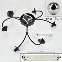 hofstein Plafonnier - Verre Chehalis Fumé, 6 lumières
