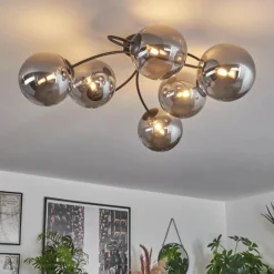 hofstein Plafonnier - Verre Chehalis Fumé, 6 lumières