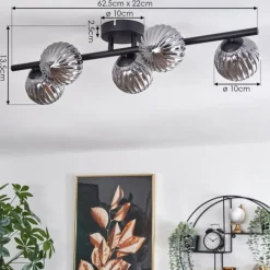 hofstein Plafonnier - Verre Chehalis Fumé, 5 lumières