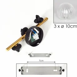 Lampes Dorées-hofstein Plafonnier - Verre Chehalis Or, Noir, 3 lumières