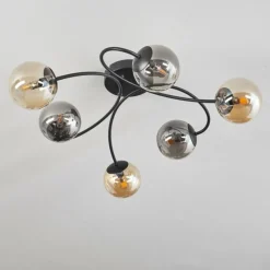 hofstein Plafonnier - Verre Chehalis Ambre, Fumé, 6 lumières