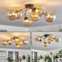 hofstein Plafonnier - Verre Chehalis Ambre, 6 lumières