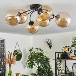 hofstein Plafonnier - Verre Chehalis Ambre, 6 lumières