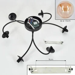 hofstein Plafonnier - Verre Chehalis Ambre, 6 lumières