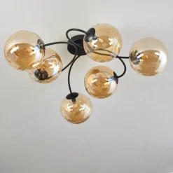 hofstein Plafonnier - Verre Chehalis Ambre, 6 lumières