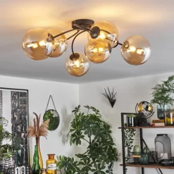 hofstein Plafonnier - Verre Chehalis Ambre, 6 lumières