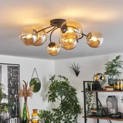 hofstein Plafonnier - Verre Chehalis Ambre, 6 lumières