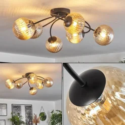 hofstein Plafonnier - Verre Chehalis Ambre, 6 lumières