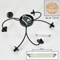 hofstein Plafonnier - Verre Chehalis Ambre, 6 lumières