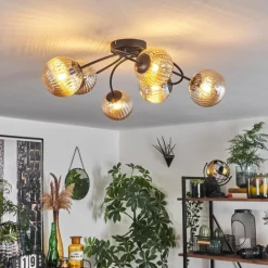 hofstein Plafonnier - Verre Chehalis Ambre, 6 lumières