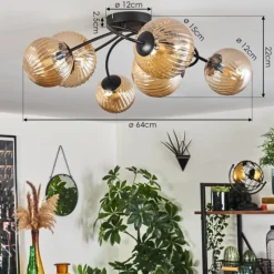 Lampes À Boules-hofstein Plafonnier - Verre Chehalis Ambre, 6 lumières