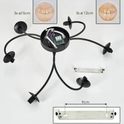 Lampes À Boules-hofstein Plafonnier - Verre Chehalis Ambre, 6 lumières