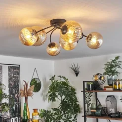 Lampes À Boules-hofstein Plafonnier - Verre Chehalis Ambre, 6 lumières