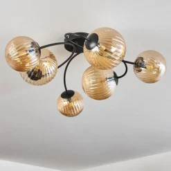Lampes À Boules-hofstein Plafonnier - Verre Chehalis Ambre, 6 lumières