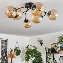 Lampes À Boules-hofstein Plafonnier - Verre Chehalis Ambre, 6 lumières
