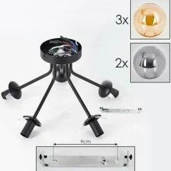 hofstein Plafonnier - Verre Gastor Ambre, Fumé, 5 lumières