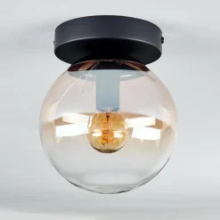 hofstein Plafonnier - Verre Gastor Ambre, Clair, 1 lumière