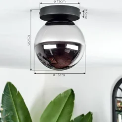 hofstein Plafonnier - Verre Gastor Chrome, Fumé, 1 lumière