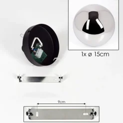 hofstein Plafonnier - Verre Gastor Chrome, Fumé, 1 lumière