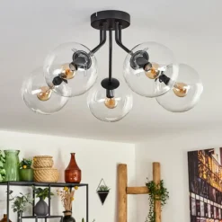 hofstein Plafonnier - Verre Gastor Clair, 5 lumières