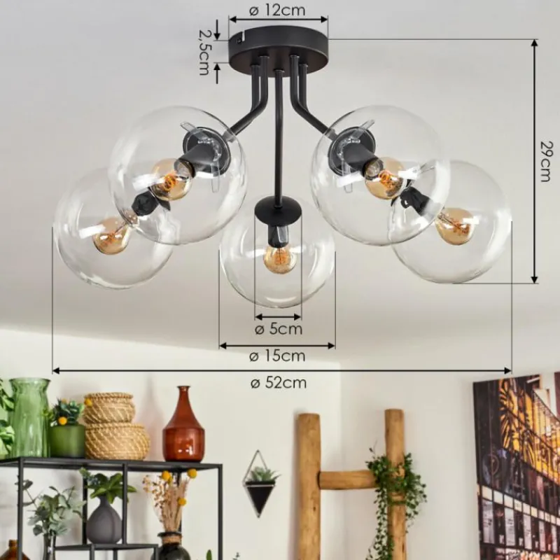 hofstein Plafonnier - Verre Gastor Clair, 5 lumières