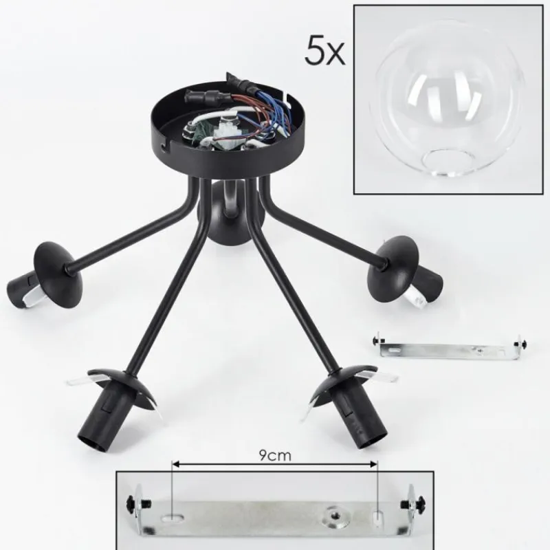 hofstein Plafonnier - Verre Gastor Clair, 5 lumières