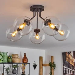 hofstein Plafonnier - Verre Gastor Clair, 5 lumières