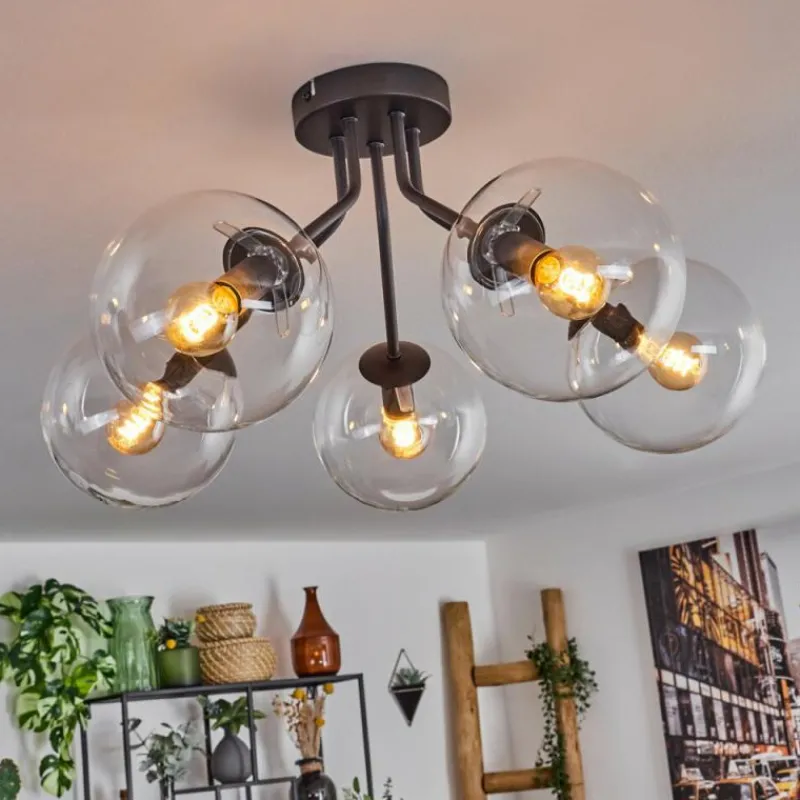 hofstein Plafonnier - Verre Gastor Clair, 5 lumières