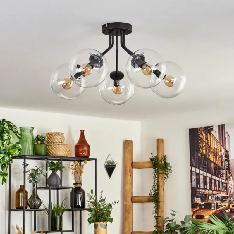 hofstein Plafonnier - Verre Gastor Clair, 5 lumières