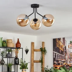 hofstein Plafonnier - Verre Gastor Ambre, 3 lumières