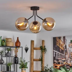 hofstein Plafonnier - Verre Gastor Ambre, 3 lumières