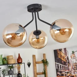 hofstein Plafonnier - Verre Gastor Ambre, 3 lumières