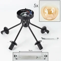 hofstein Plafonnier - Verre Gastor Ambre, Clair, 5 lumières