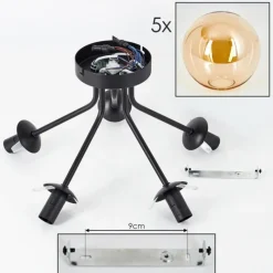 hofstein Plafonnier - Verre Gastor Ambre, 5 lumières